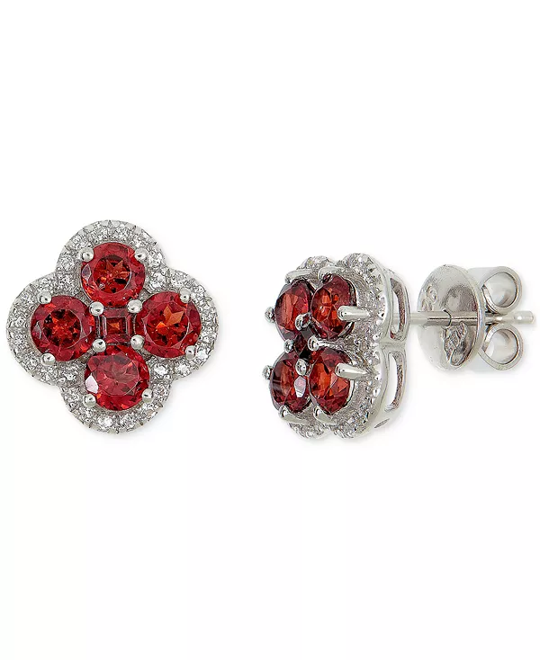 

Серьги-Гвоздики с гранатом (3-1/4 карата) и белым топазом (1/3 карата) из стерлингового серебра Macy'S, garnet