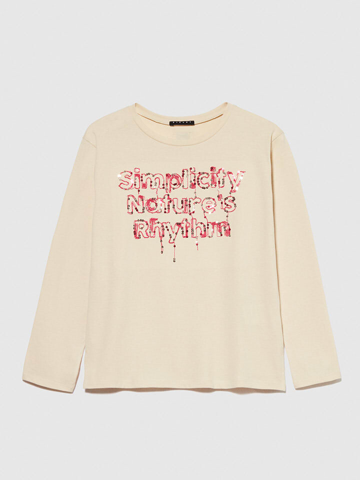 

Лонгслив Sisley Longsleeve, цвет Creme/Pink