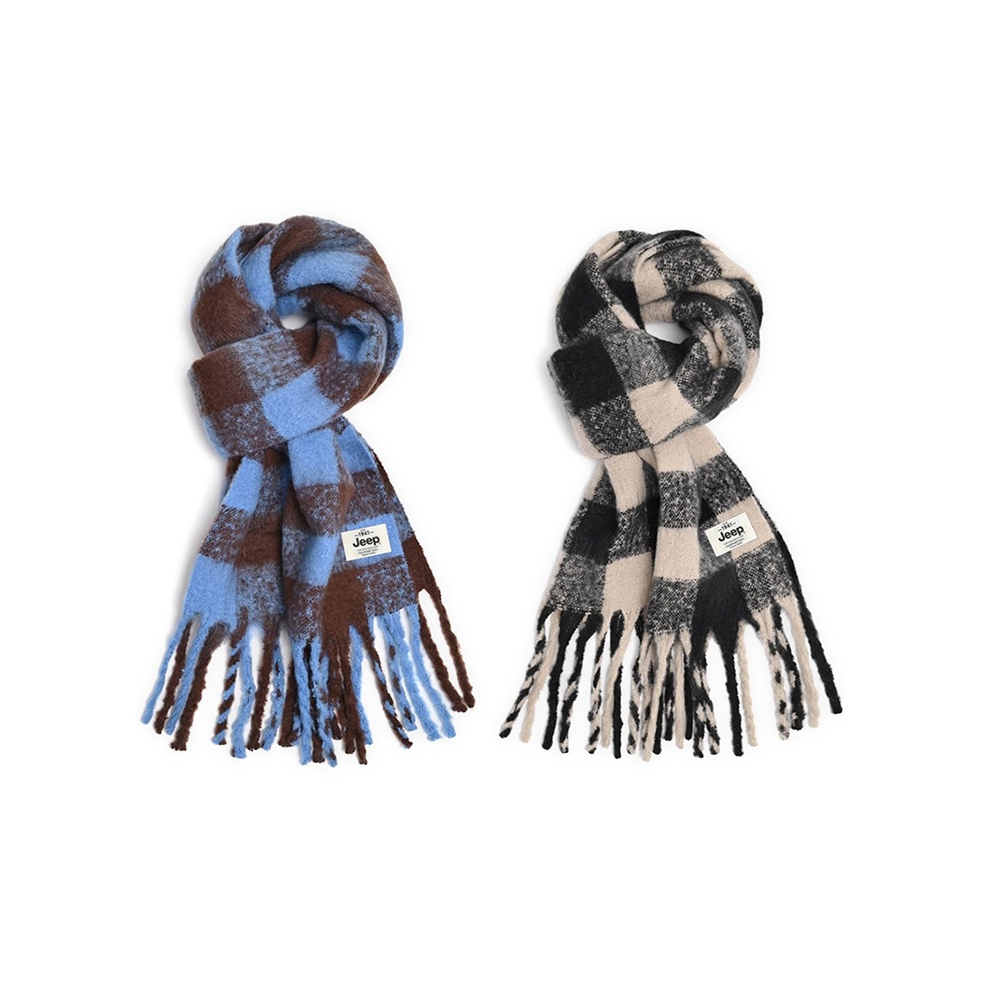 

Jeep Вязаный шарф унисекс, 2 Pack (Light Blue+Black Gray)