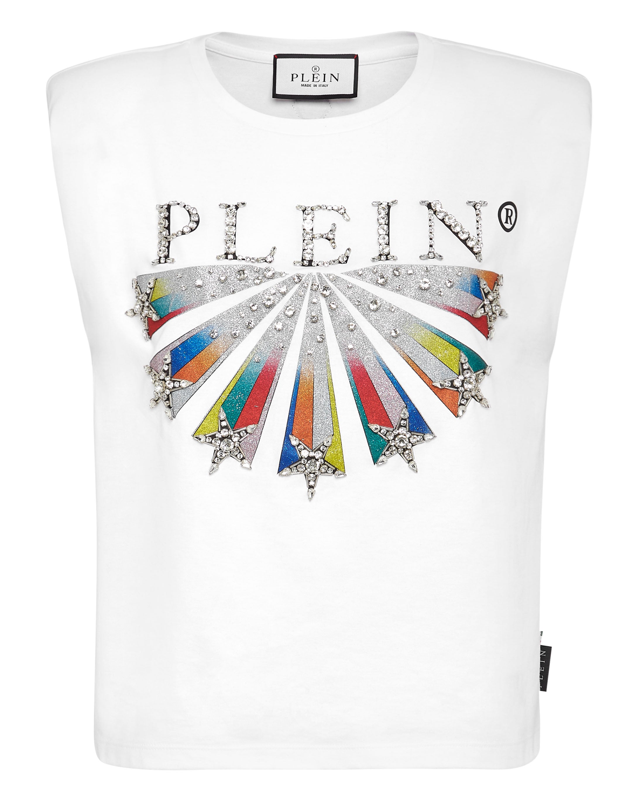 

Майка с подкладкой на плечах Plein Star со стразами PHILIPP PLEIN, белый