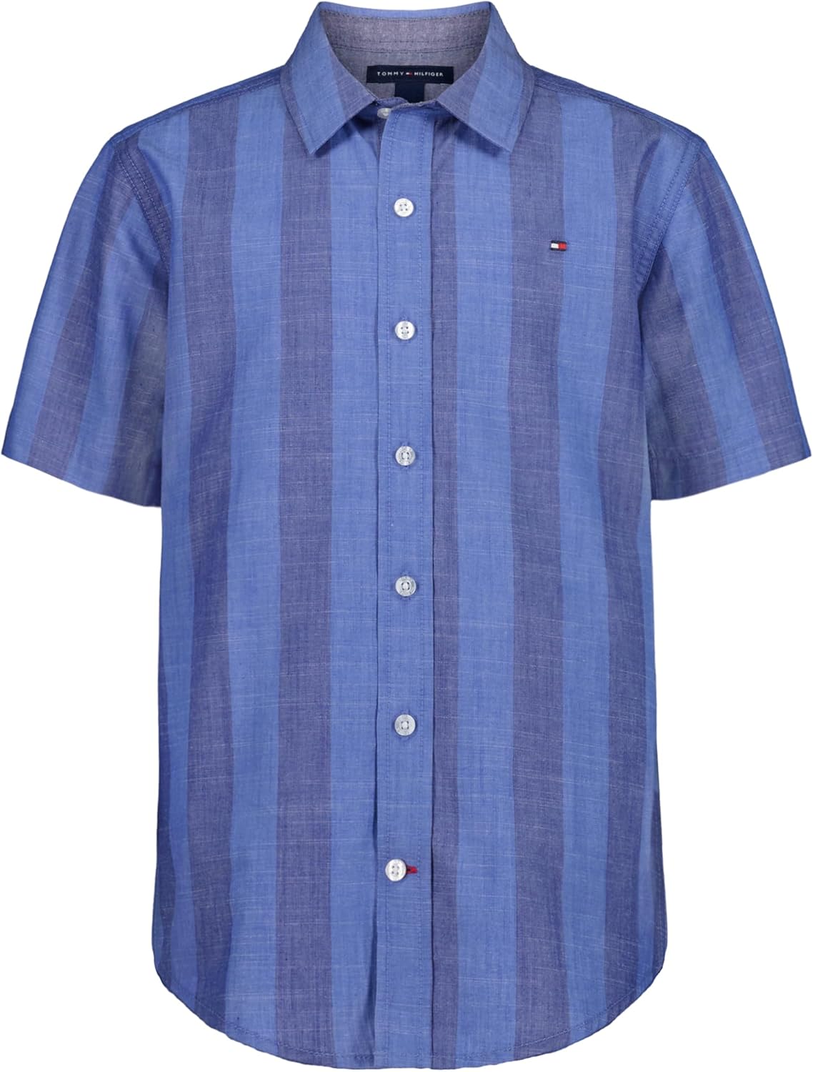 

Рубашка Tommy Hilfiger Blue Skies с короткими рукавами для мальчиков (для детей старшего возраста), Awning Stripe Beaucoup Blue
