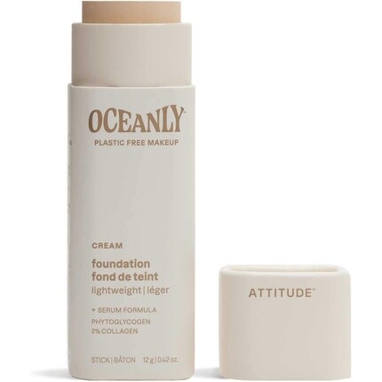 

ATTITUDE Oceanly, без пластика, тональный крем с легким покрытием, без диоксида титана, проверенный EWG, веганский крем для макияжа, 12 грамм