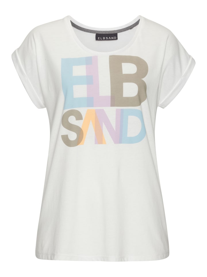 

ELBSAND Белая футболка с принтом
