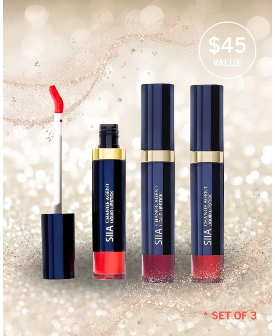 Набор из 3 жидких помад SIIA Cosmetics, classic красный
