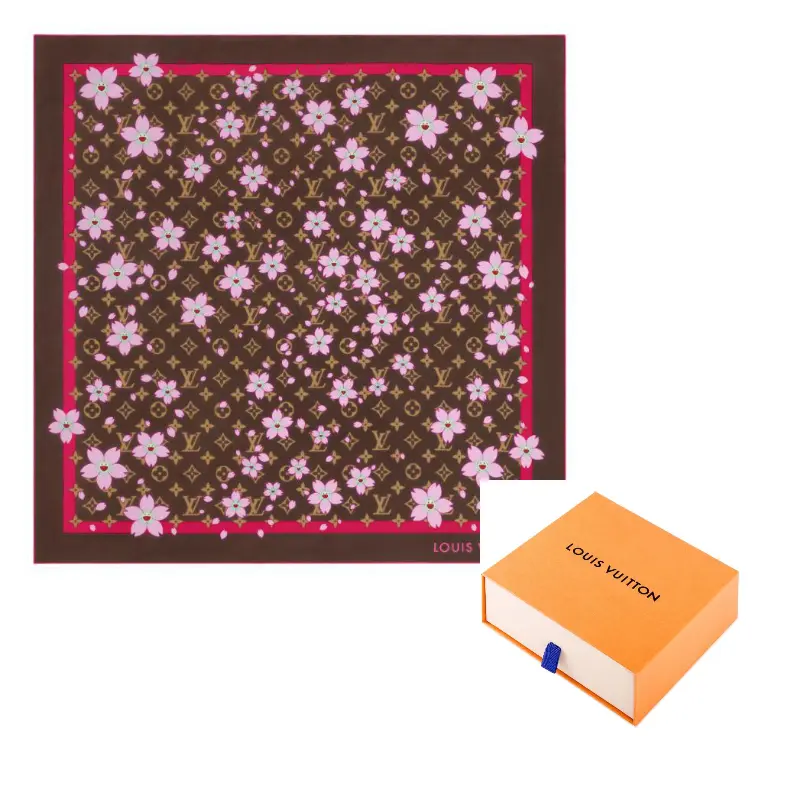 

LOUIS VUITTON Квадратный шарф Takashi Murakami Monogram Cherry Blossom, Umber
