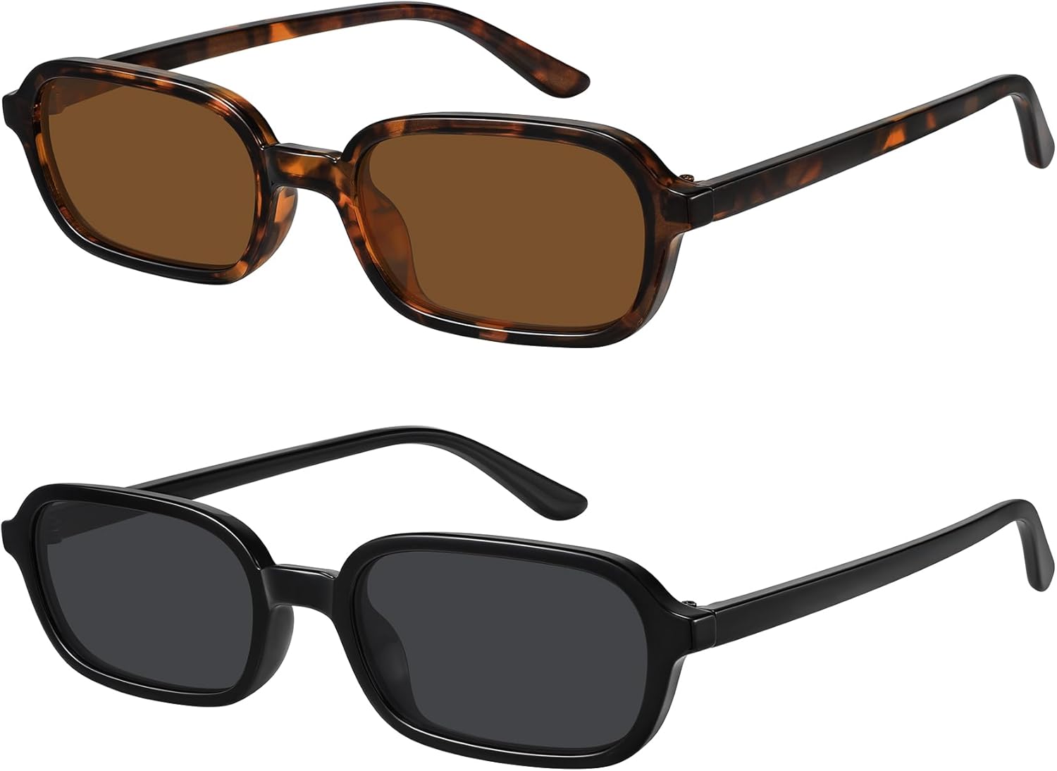 

Солнцезащитные очки WOWSUN в стиле ретро, ​​прямоугольные, женские, маленькие, модные, в стиле 90-х, защита от УФ-излучения UV400, 2 Pack: Bright Black Frame Grey Lens+tortoise Frame Brown Lens