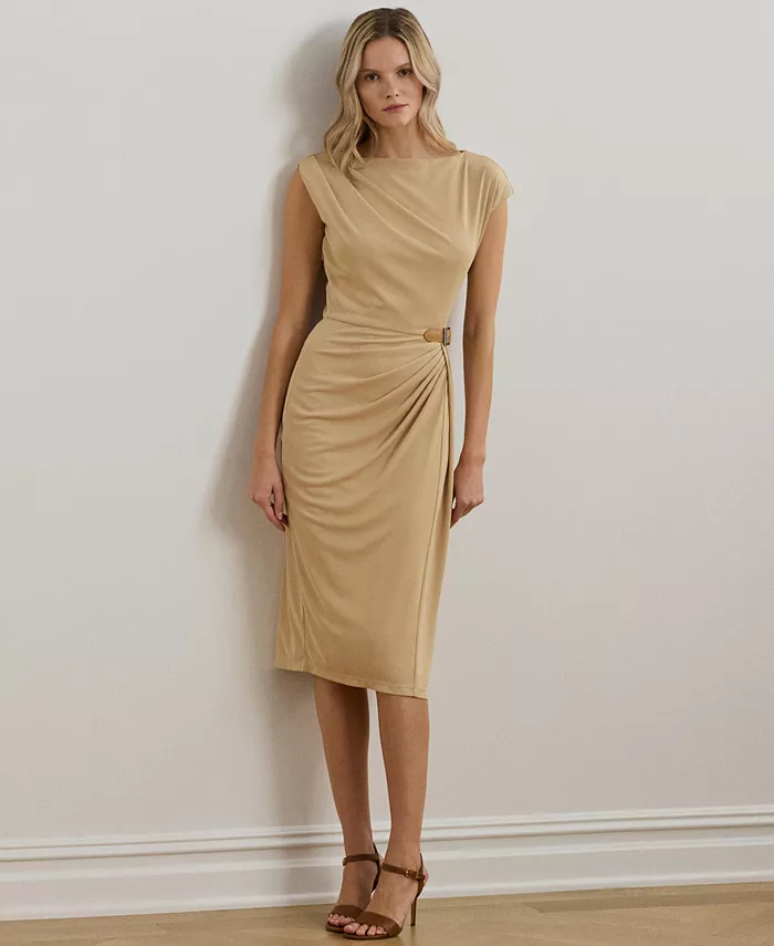 

Женское платье-лодочка из джерси с отделкой на пряжках Lauren Ralph Lauren, коричневый/бежевый