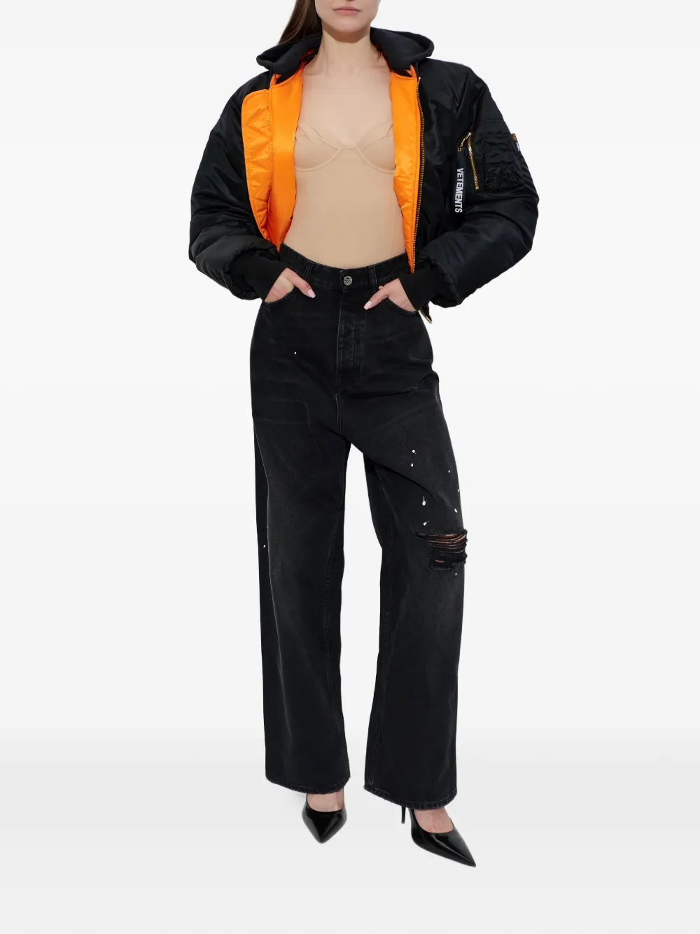 Боди с длинными рукавами Vetements, бежевый — фото 2