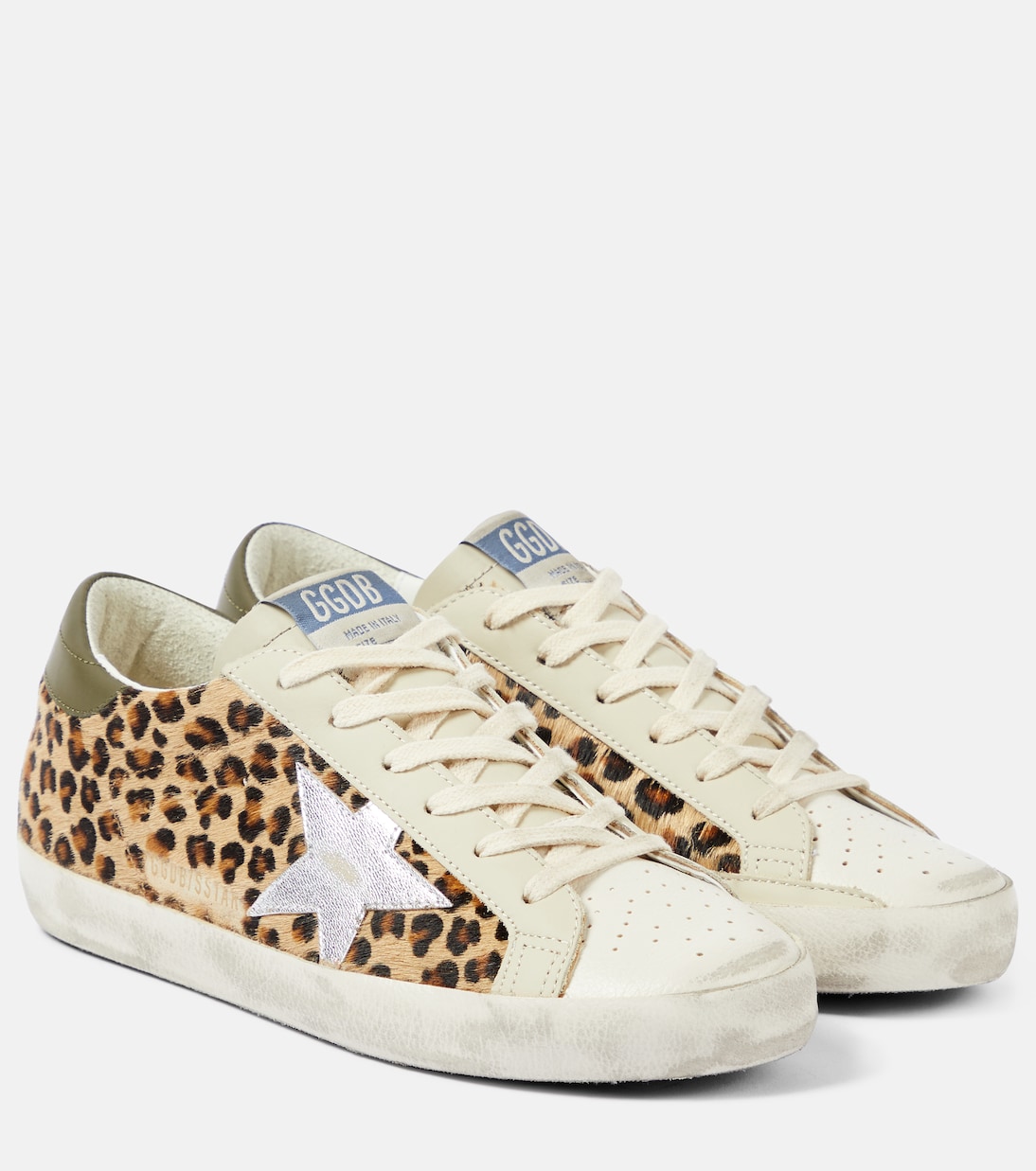 Суперзвезда кожаные кроссовки с леопардовым принтом Golden Goose, Beige/ Brown/ Black/ Silver/ Olive