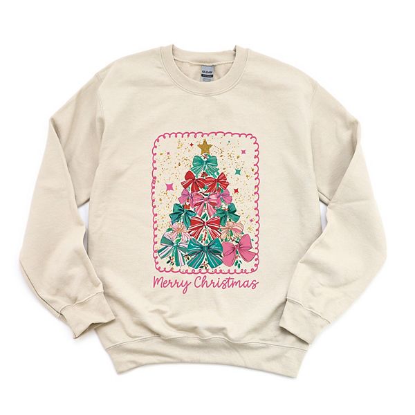 

Свитшот женский с принтом Merry Christmas bow tree Simply Sage Market, Dust