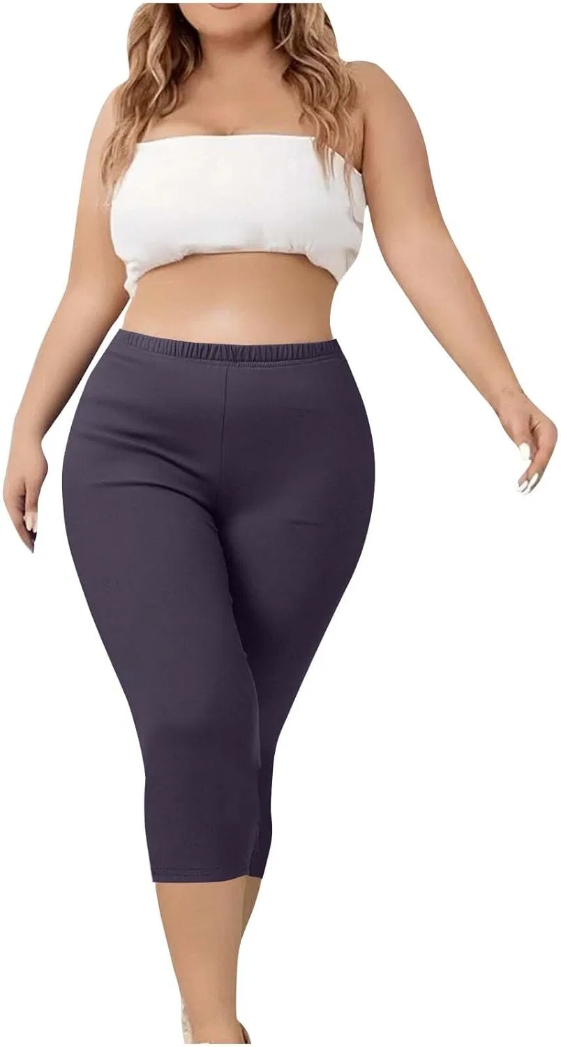 Женские капри для йоги, высокие талия, stretch, Generic, фиолетовый — фото 2