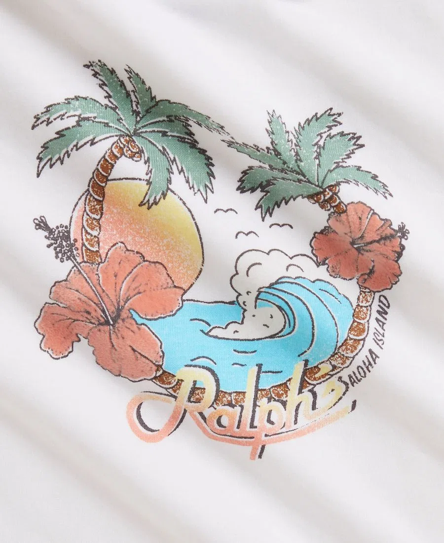 Детская футболка с круглым вырезом и графическим принтом для мальчиков Polo Ralph Lauren, белый — фото 3