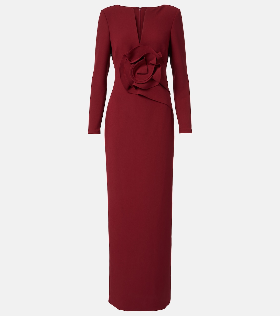 

Платье из крепа с цветочной аппликацией Roland Mouret, Maroon