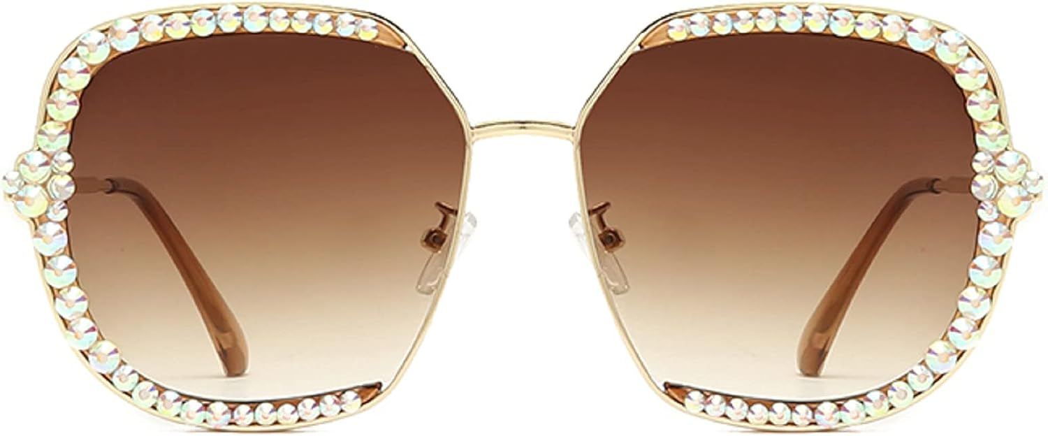 

Женские солнцезащитные очки с блестящими кристаллами, роскошные квадратные солнцезащитные очки со стразами, большие женские солнцезащитные очки с бриллиантами mincl, Brown