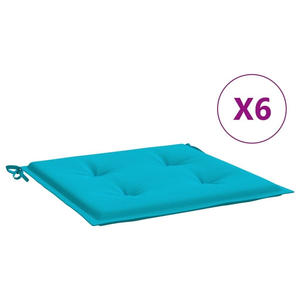 

VidaXL Подушки на садовый стул 6 шт. Бирюзовый 40х40х3 см. Ткань.