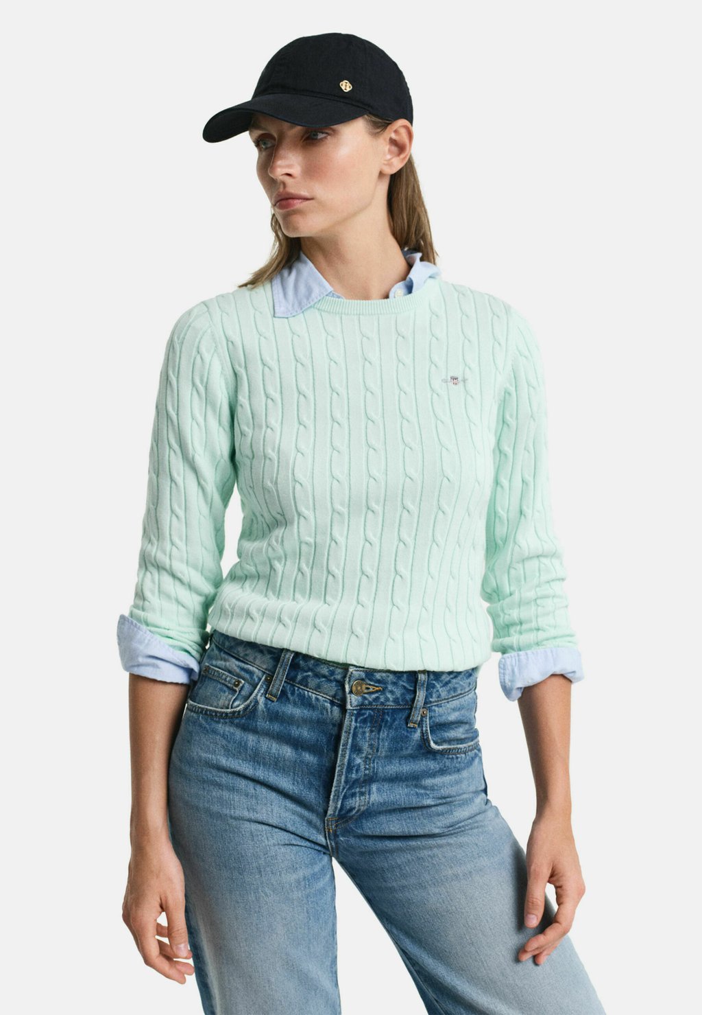 

Свитер CABLE C NECK GANT, зеленый