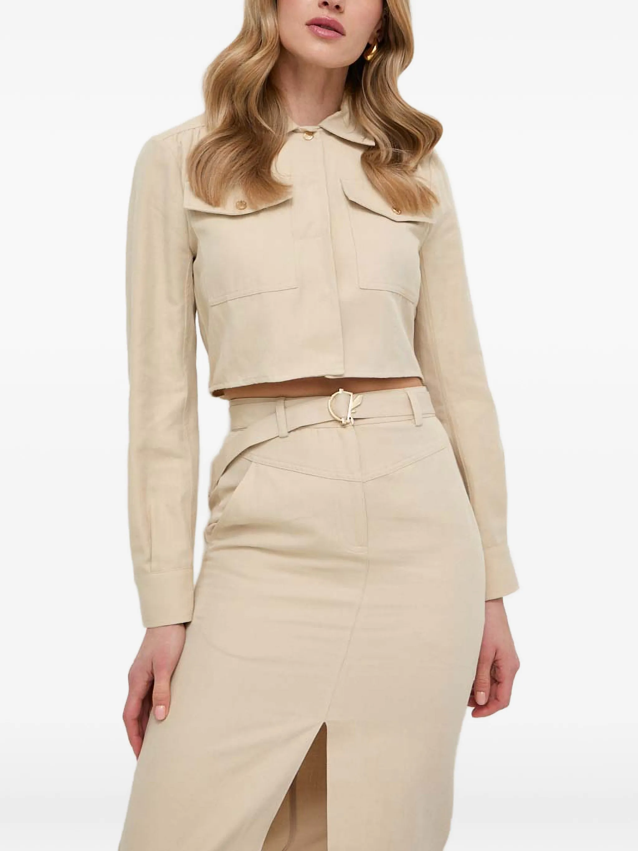 

Мини-платье с карманом и поясом Patrizia Pepe, бежевый