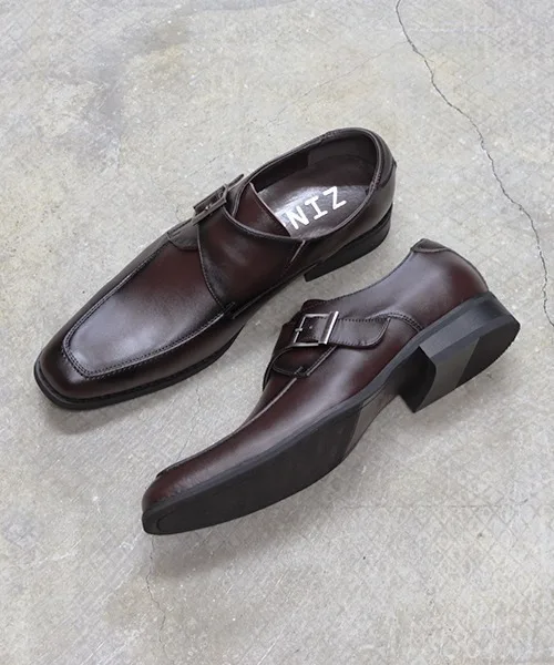 Мужские туфли-монки из натуральной кожи ZINC DARK BROWN