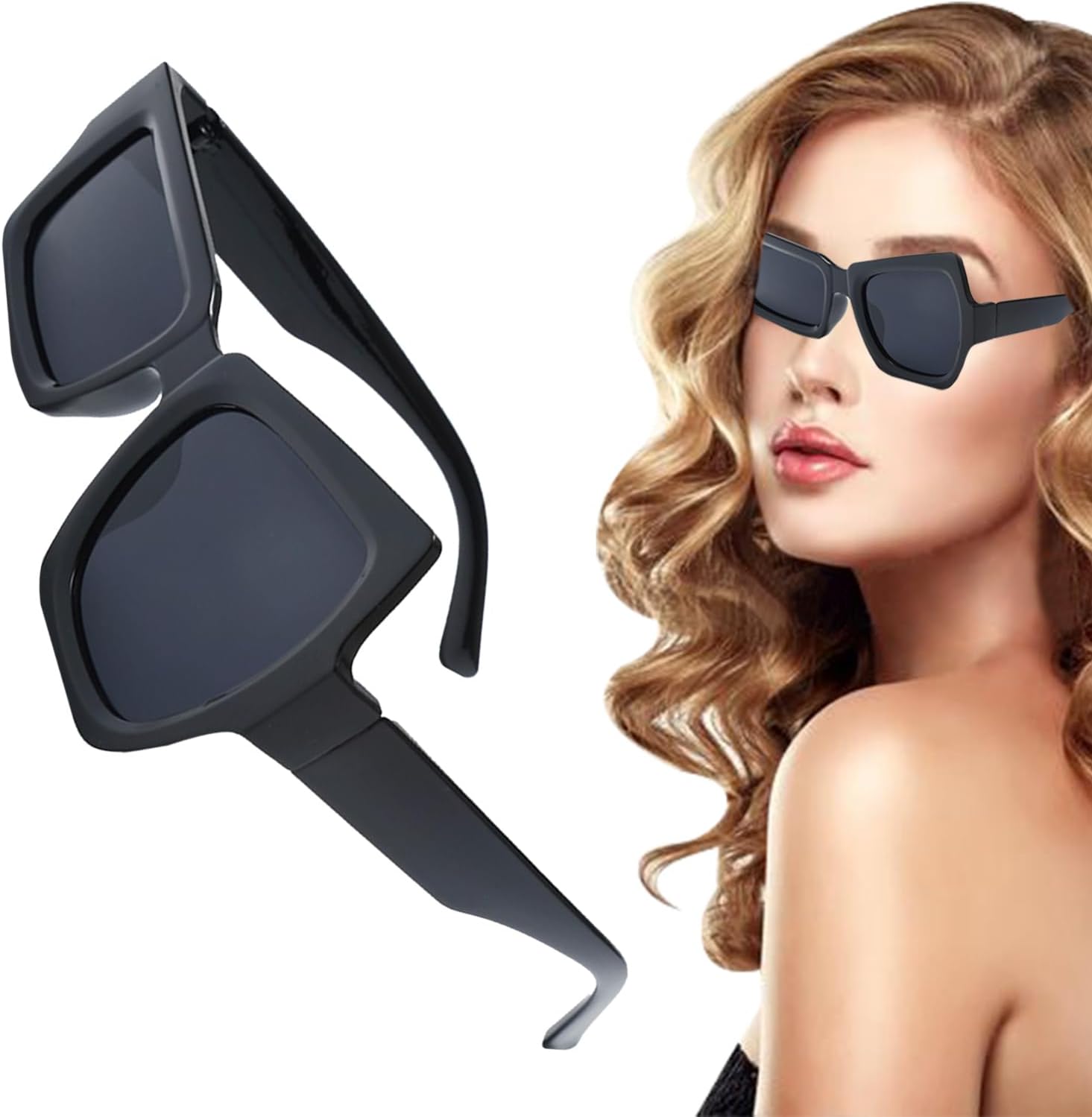 

Солнцезащитные очки для женщин, нестандартные пляжные солнцезащитные очки - солнцезащитные очки для женщин и мужчин с защитой от УФ-излучения для вождения, езды на велосипеде и пляжа Generic, Black Frame Gray Film