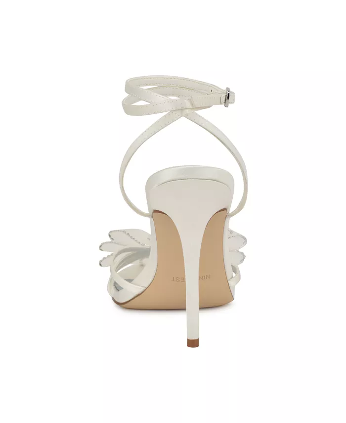 Женские свадебные босоножки на шпильке Minky с меховой отделкой Nine West, белый — фото 3