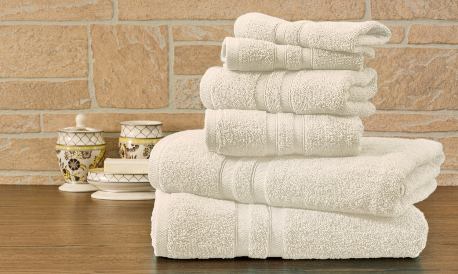 

Bibb Home Набор полотенец из египетского хлопка из 6 предметов, цвет Solid Ivory