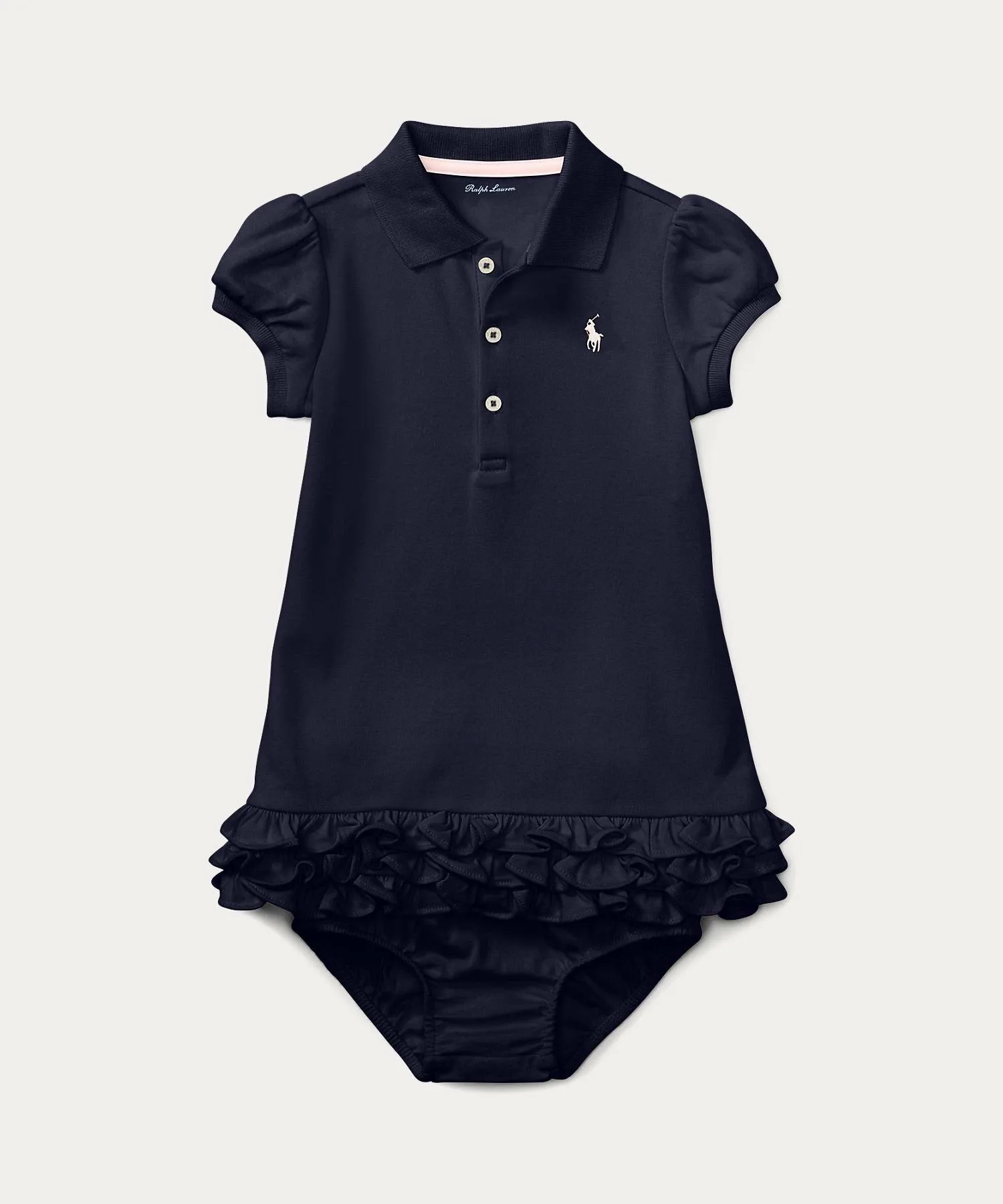 (Детское) Платье-поло с оборками и панталоны Polo Ralph Lauren, цвет 410 Navy