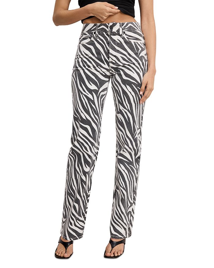

Good Icon High Rise Straight Jeans в цвете Cloud White Zebra Good American, белый