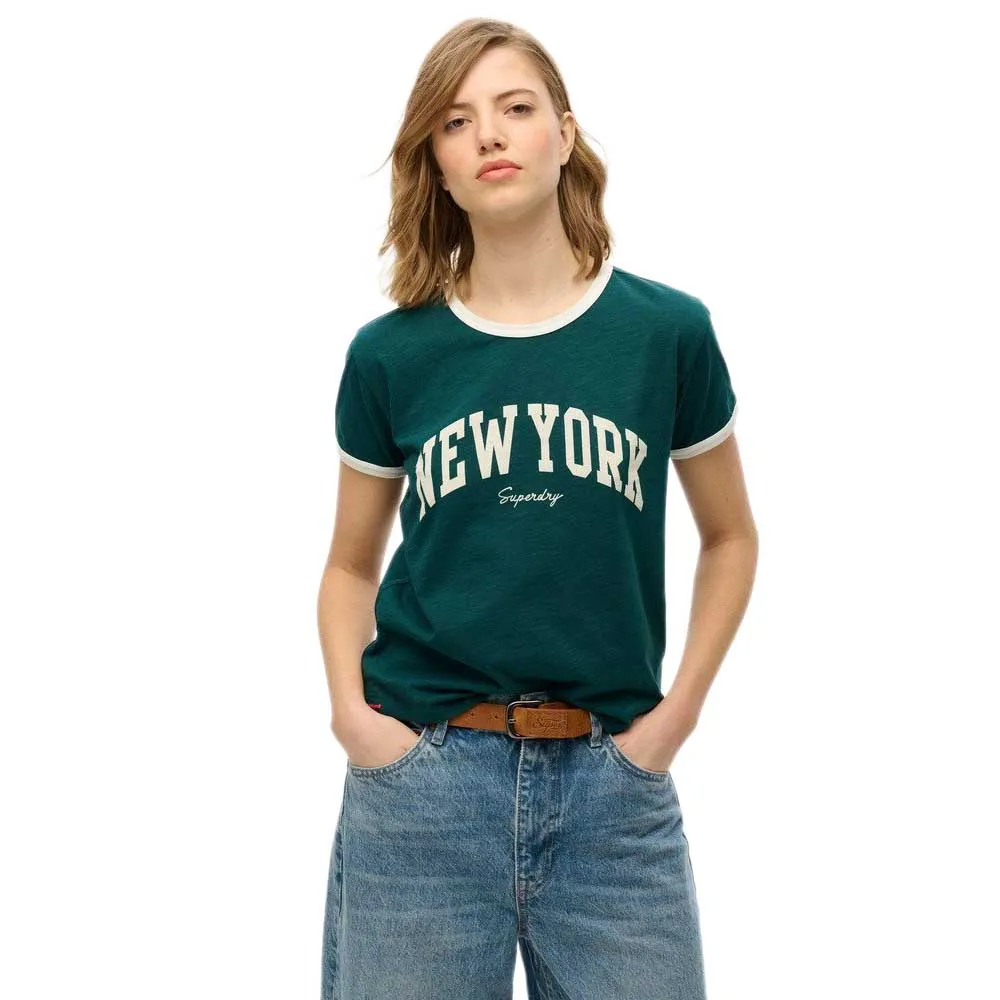 

Футболка с коротким рукавом Superdry Ath Ess Ringer Fitted, зеленый