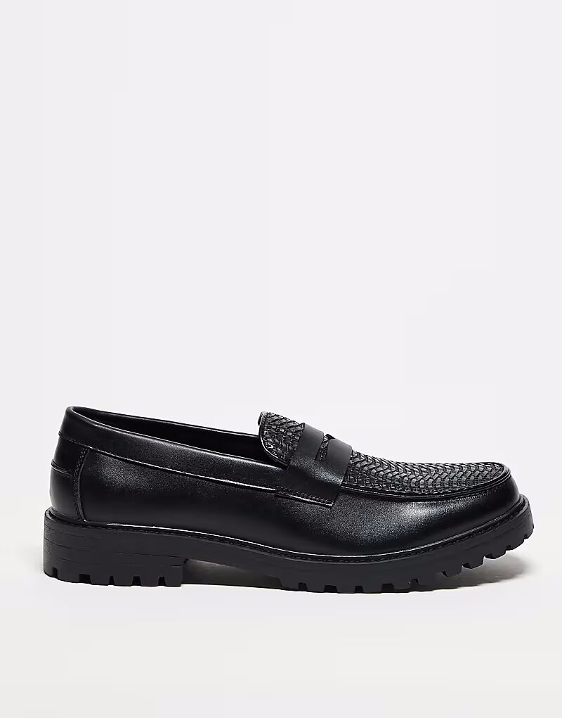 

Черные лоферы ASOS DESIGN с плетеным передником