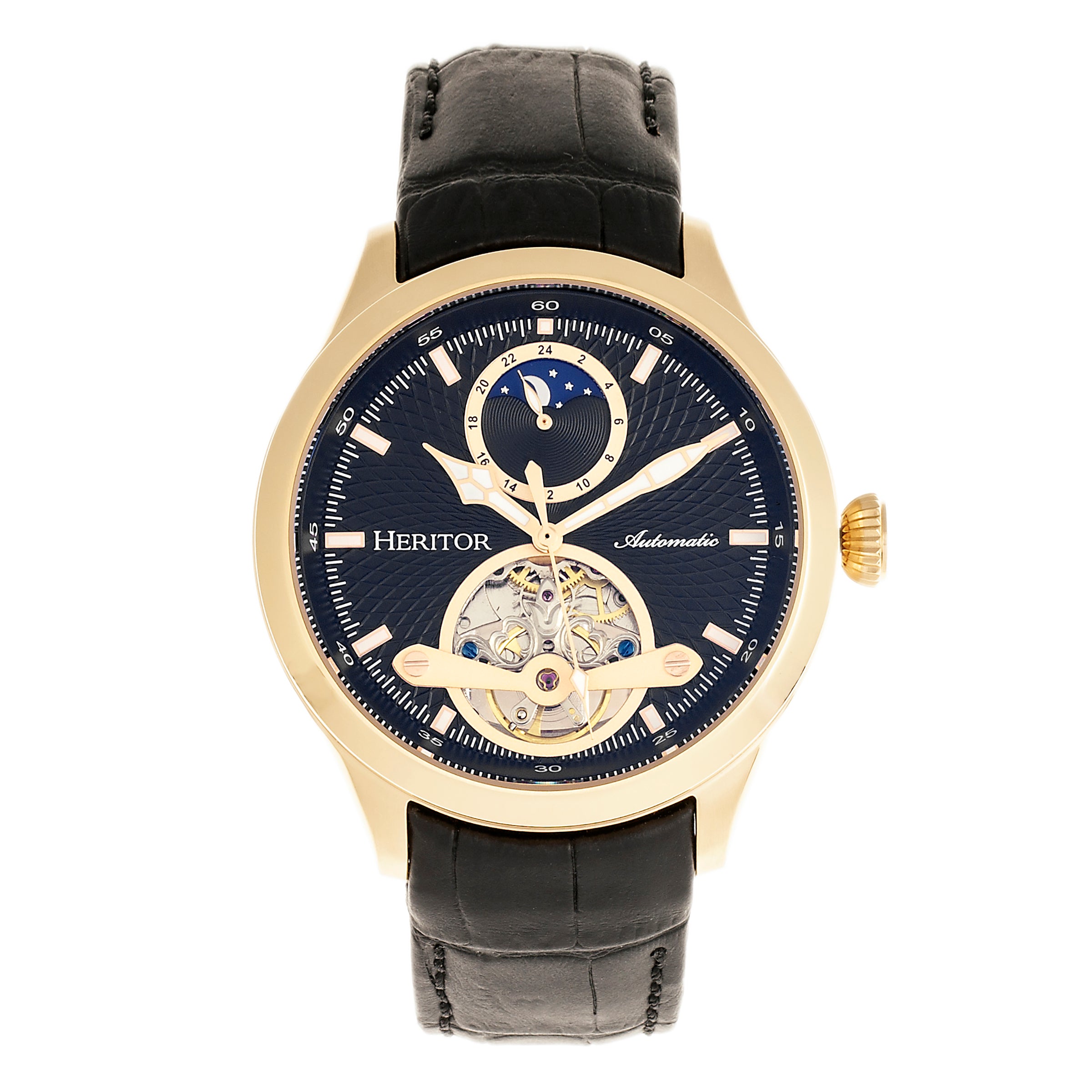

Часы Gregory Semi-Skeleton с кожаным ремешком Heritor Automatic, золотой
