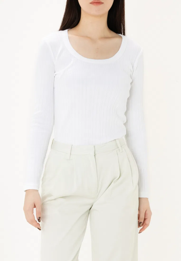 Топ трикотажный облегающий, Slim Fit Calvin Klein, ярко-белый