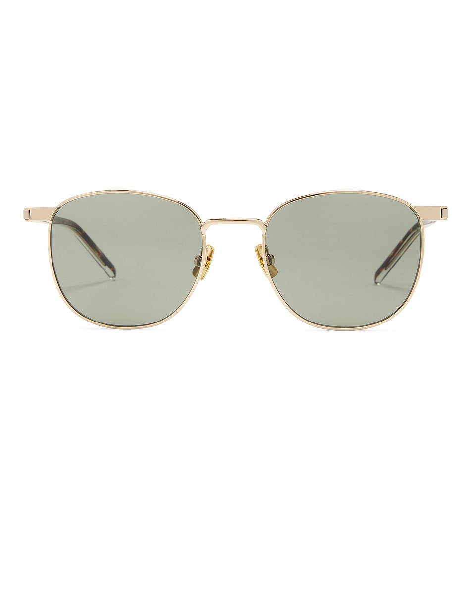 

Круглые солнцезащитные очки Saint Laurent, цвет Gold, Crystal, & Green