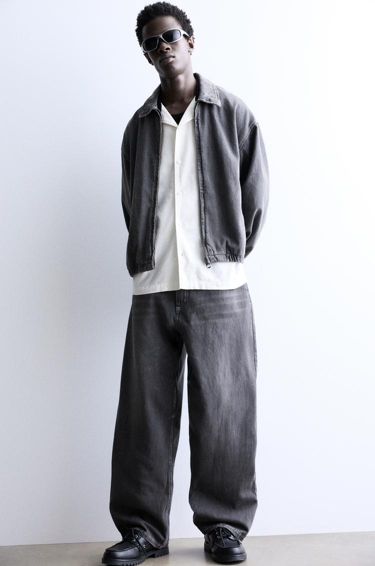 

Джинсы с широкими штанинами Pull And Bear, серый