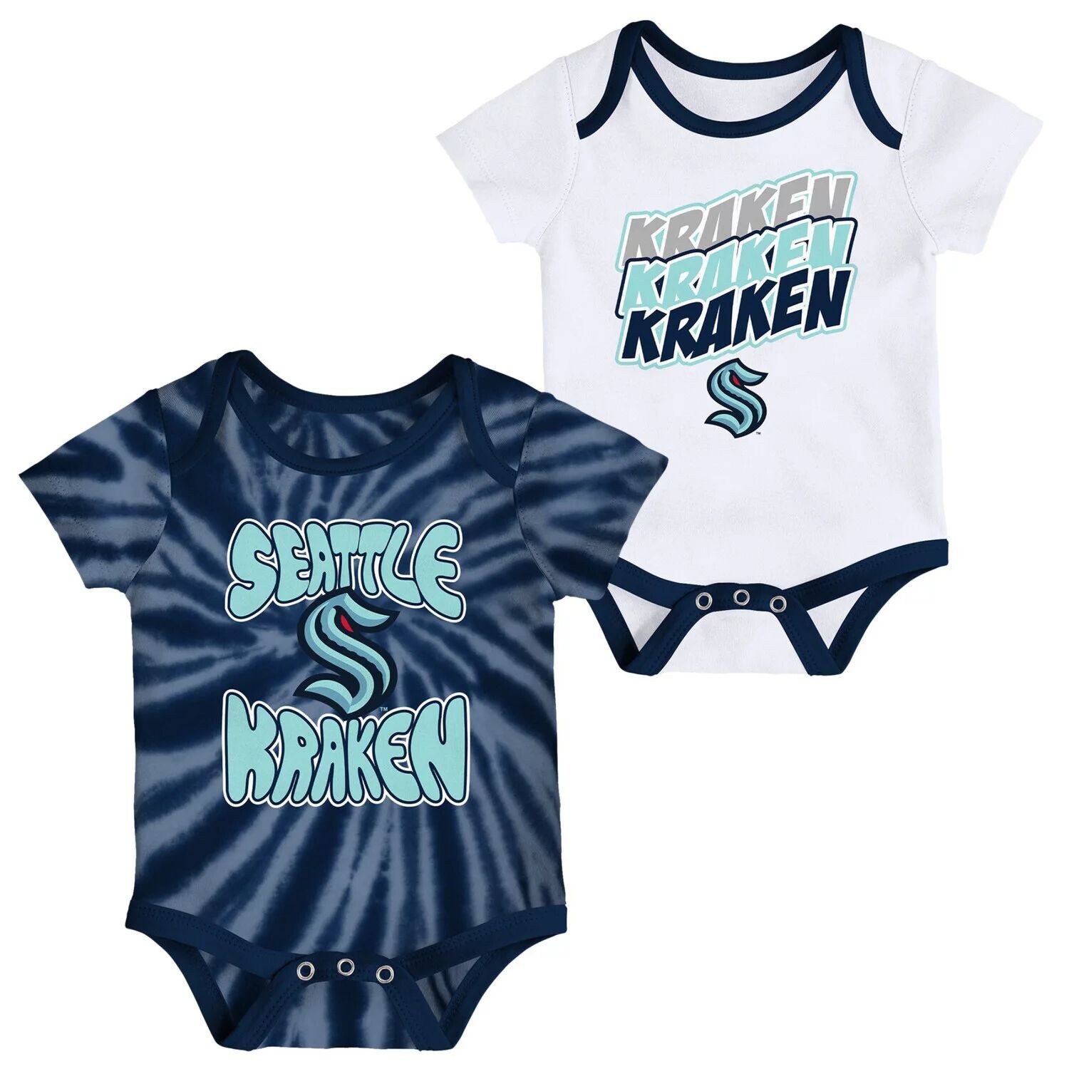 

Комплект из двух боди с принтом тай-дай для новорожденных и младенцев Deep Sea Blue/White Seattle Kraken Monterey Outerstuff