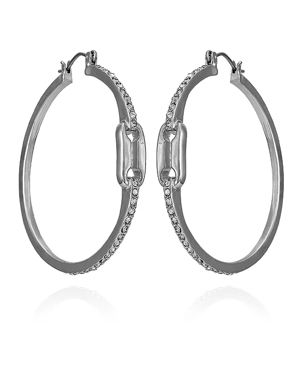 

Серьги-Кольца с серебристыми камнями и стеклянными вставками Vince Camuto, silver