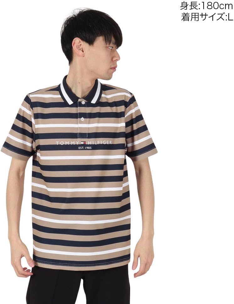 Мужская поло-рубашка Tommy Hilfiger Golf Classic THMA506 с коротким рукавом и многослойной отделкой, песочный — фото 2