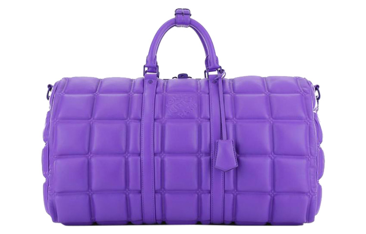 LOUIS VUITTON Кожаная дорожная сумка Keepall мужская фиолетовая — фото 2