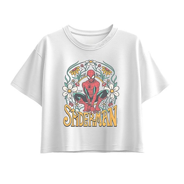 

Футболка Boxy для девочек 7-16 лет Spider-Man Vintage Florals Marvel, White