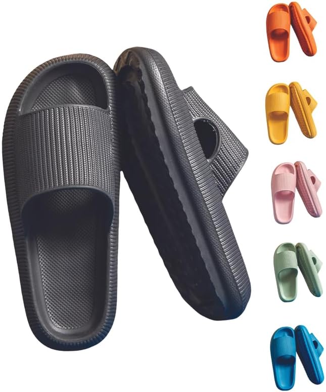 

THE PERFECT PART Облачные тапочки - Унисекс слайдеры с открытым носком и толстой подошвой, душевые тапочки для женщин, домашние тапочки для мужчин, нескользящая и мягкая обувь для душа для мужчин, розовый