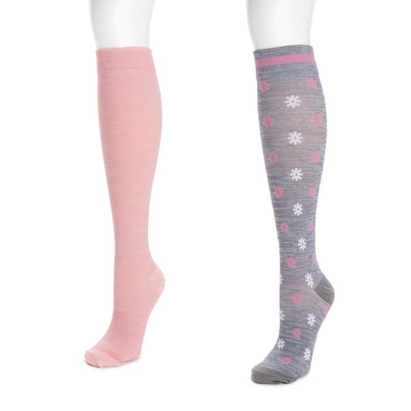 

Женские нейлоновые компрессионные носки, 2 пары Muk Luks, цвет gray pink