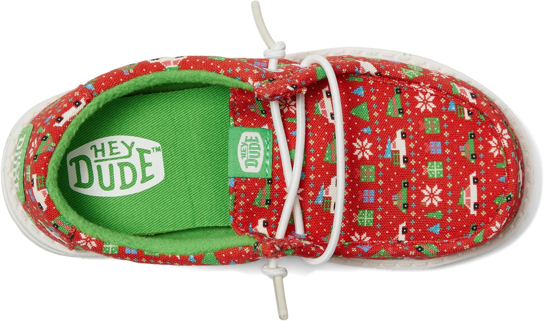 Кроссовки Hey Dude Kids  Wally Holiday Sweater, Red/Green — фото 2