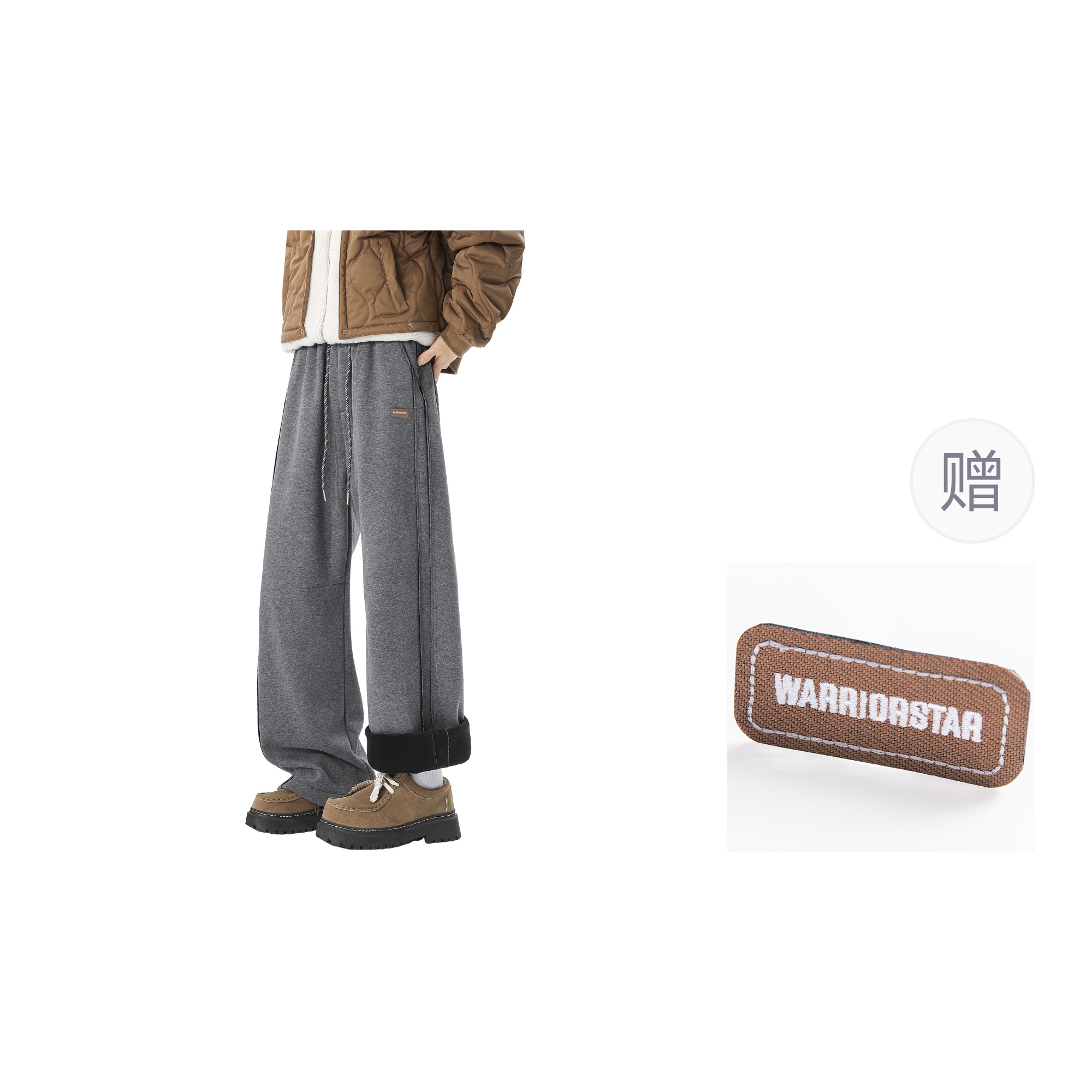 

Повседневные брюки унисекс утепленные с флисовой подкладкой WARRIOR, темно-heather серый[free diy badge]