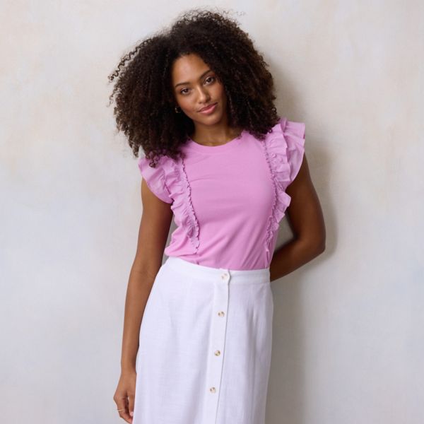 

Миниатюрная майка из смешанной техники Lc Lauren Conrad, цвет grape macaroon