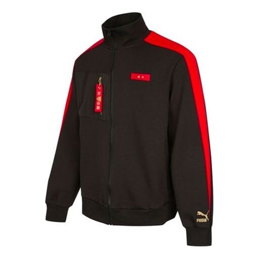 

Куртка logo stripe colorblock loose casual jacket black Puma, черный