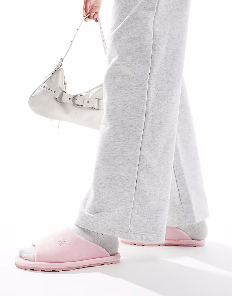 Велюровые тапочки Juicy Couture нежно-розового цвета — фото 2