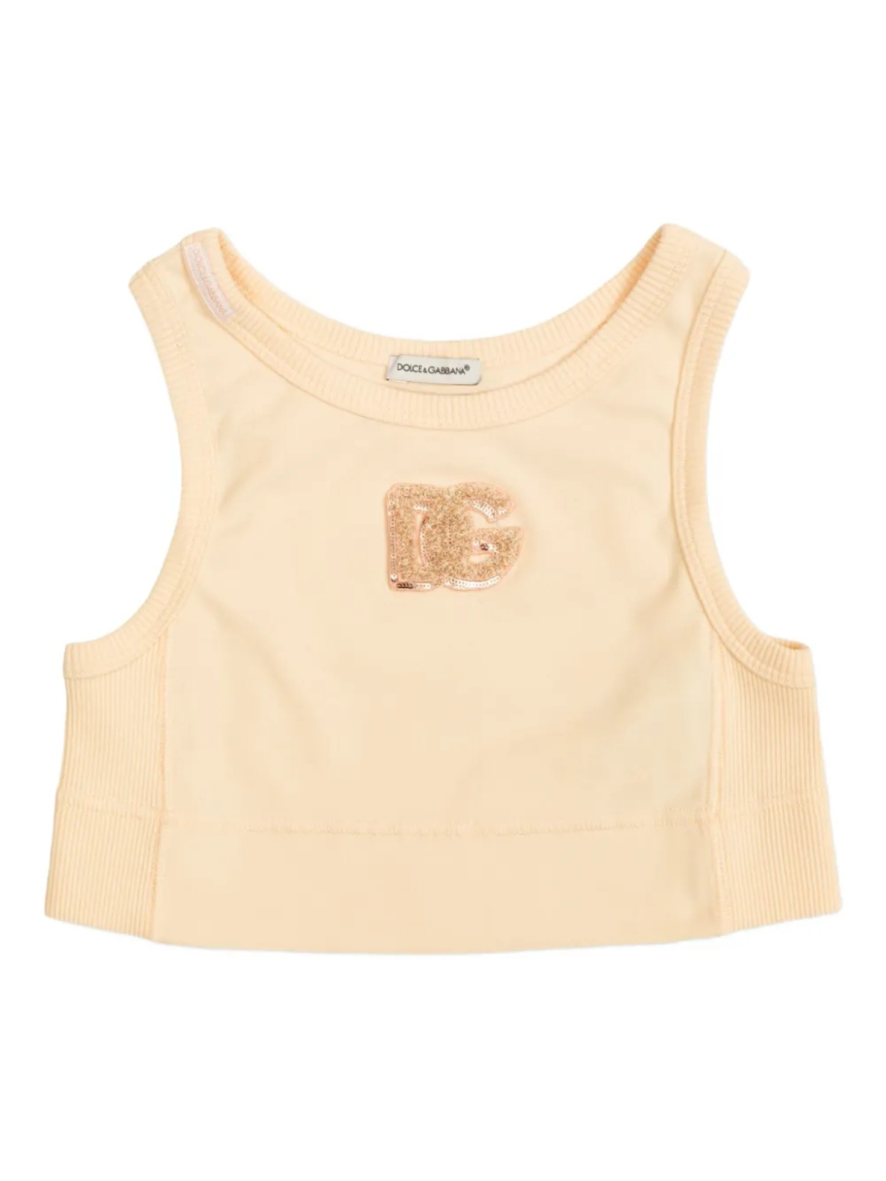 

Детский топ в рубчик с пайетками и логотипом Dolce & Gabbana Kids, нейтральный