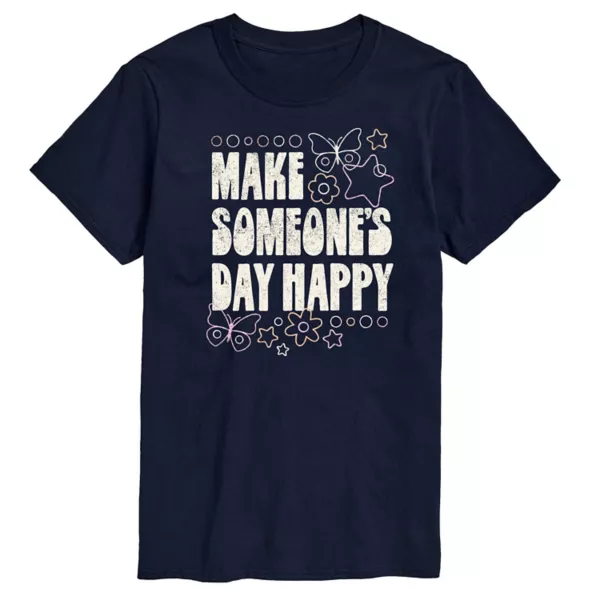 

Мужская футболка с принтом "Подари хорошее настроение" Make Someone's Day Happy Licensed Character, синий