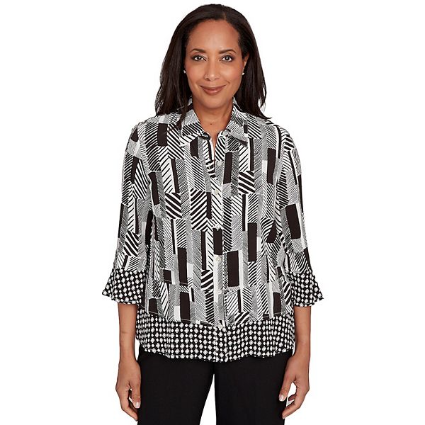 

Женский топ на пуговицах с принтом зебра Alfred Dunner