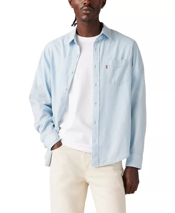 

Мужская классическая рубашка с длинным рукавом и одним карманом Regular Fit Levi's, синий