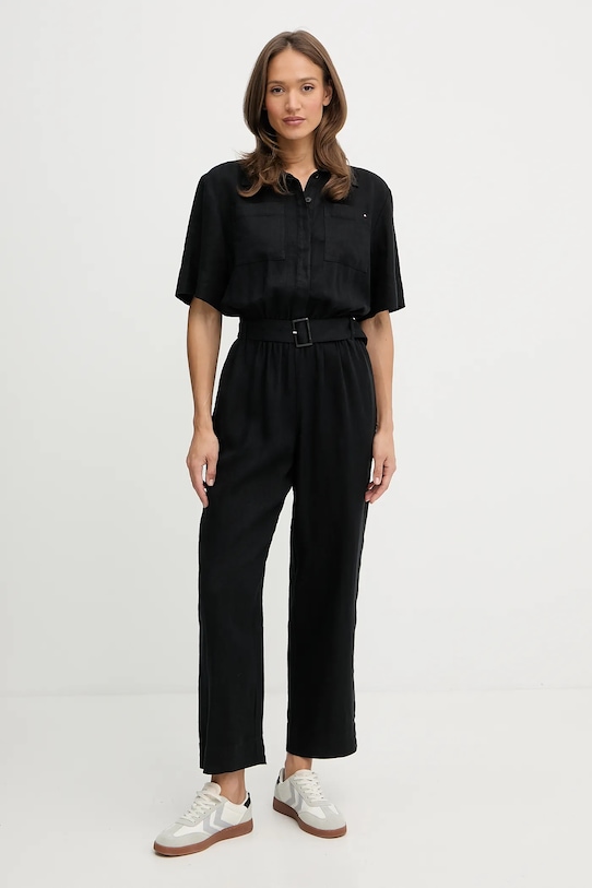 

Льняной комбинезон Tommy Hilfiger, черный